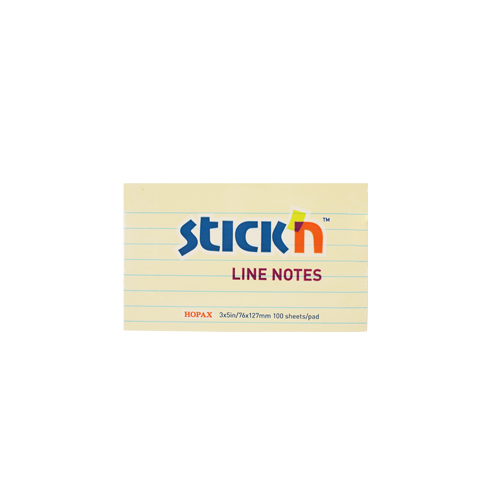 Stick'N 黃色单行便條纸 3"x5" (100張) #21055