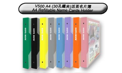 DATA BANK A4 30孔活页咭片簿 500張(附有25張10格双面内页) V500