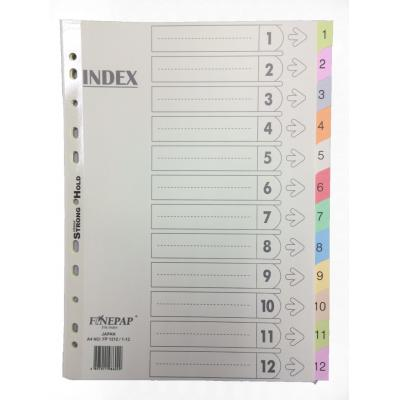 Finepap A4 數字紙質索引分類 1-12 FP-1212