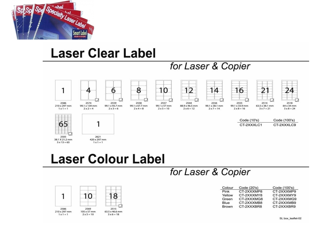 Smart Label  颜色鐳射标签 (100張) 63.5x46.6mm  (3x6) K18