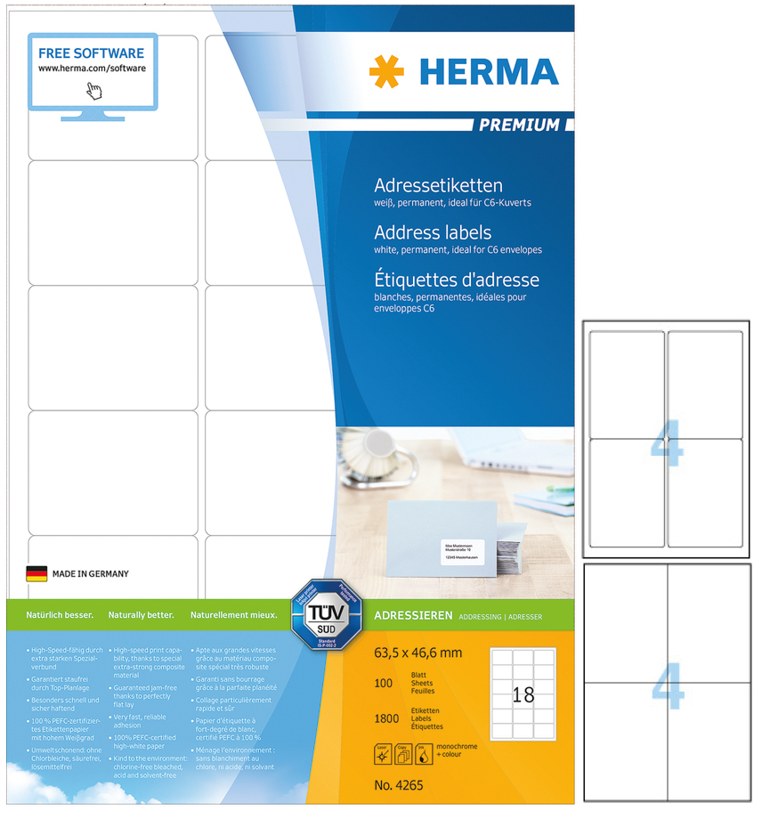 HERMA 多用途列印标签 (100張) (2x2)  K4