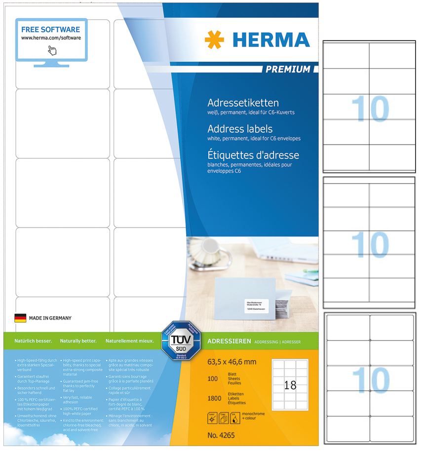 HERMA 多用途列印标签 (100張) (2x5)  K10