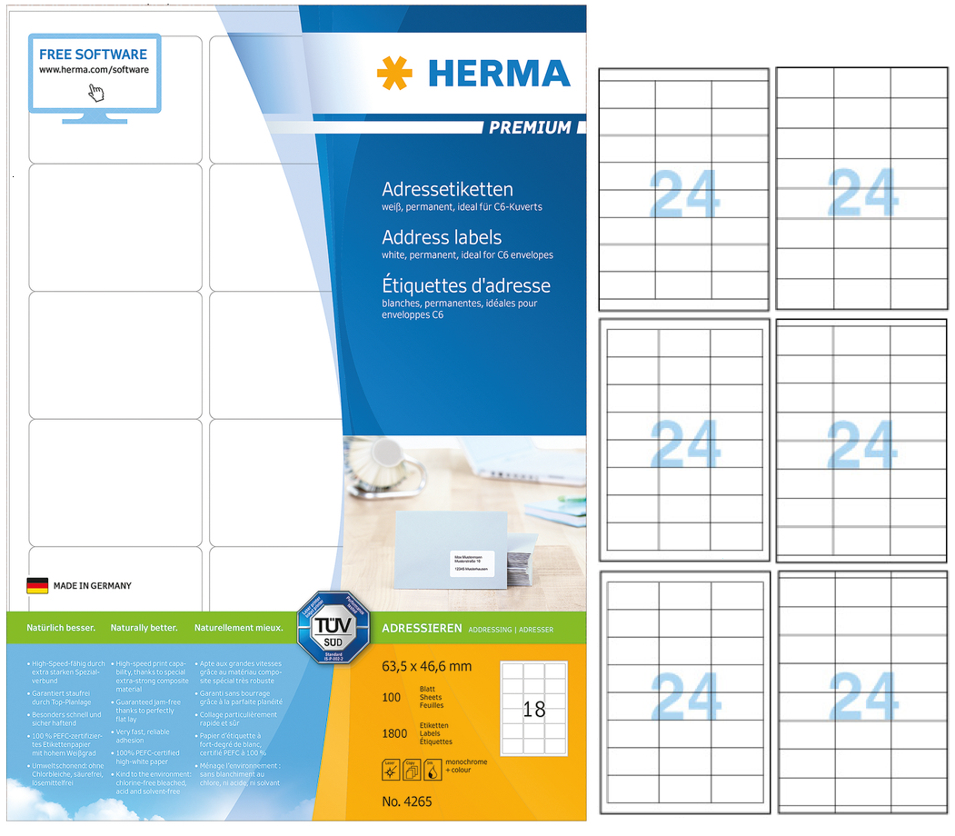 HERMA 多用途列印标签 (100張) (3x8)  K24