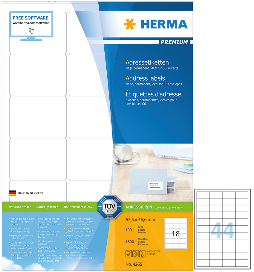 HERMA 多用途列印标签 (100張) 48.3x25.4mm (4x11)  (K44)  #4272