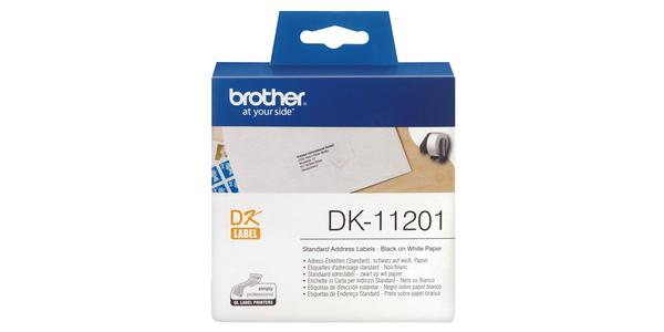 Brother DK系列标签带 - 29mmx90mm(400 labels) - 纸质 白底黑字 - DK11201