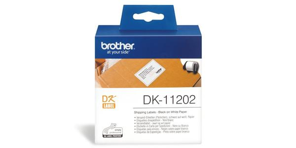 Brother DK系列标签带 - 62mmx100mm(300 labels) - 纸质 白底黑字 - DK11202