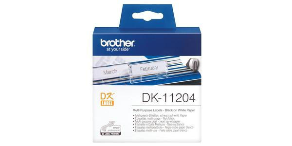 Brother DK系列标签带 - 17mmx54mm(400 labels) - 纸质 白底黑字 - DK11204