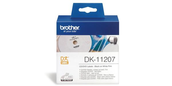 Brother DK系列标签带 - 58mm(100 labels) - 纸质 白底黑字(CD/DVD圆型标签) - DK11207