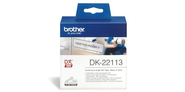 Brother DK系列標籤帶 - 62mmx15M - 膠質 透明底黑字 - DK22113