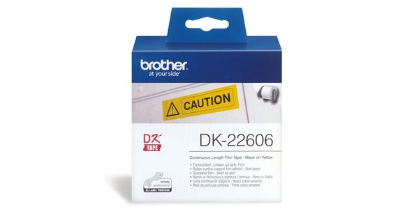 Brother DK系列標籤帶 - 62mmx15M - 膠質 黃底黑字 - DK22606