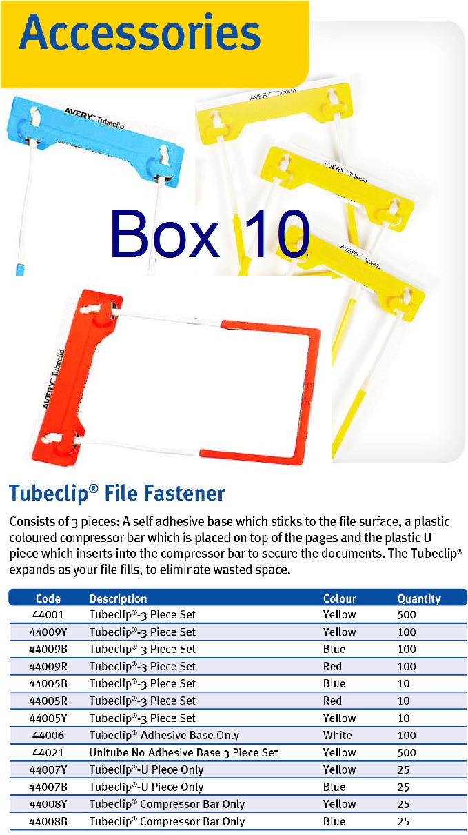 AVERY Tubeclip File Fasteners No.44005Y  過橋膠快勞鐵 (10套)