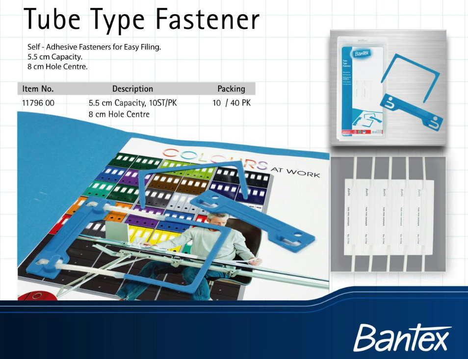 Bantex  Tube Type Fasteners No.11796 过桥胶快劳铁 (10套)