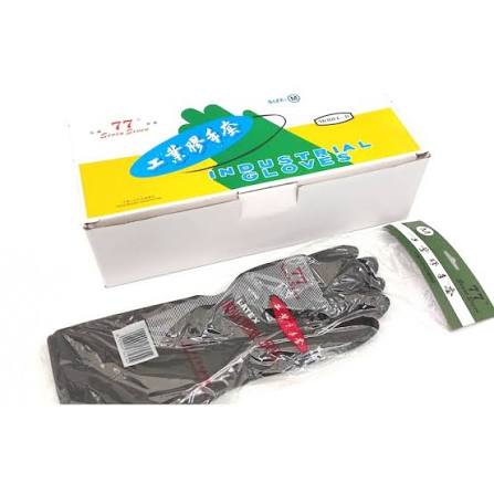 #77 工業用黑色膠手套 (12對/盒)