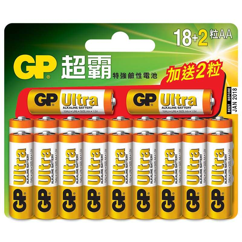 GP 超霸特強碱性电池 AA (18粒装)