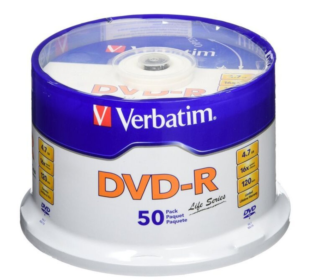 Verbatim Wide Inkjet Printable  DVD-R 4.7GB 16X (50片装)