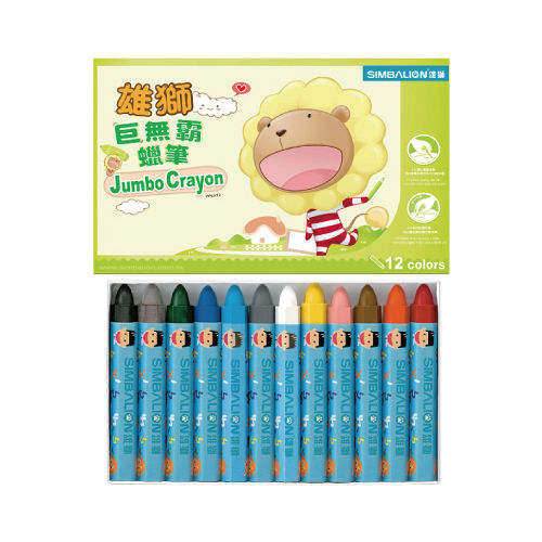 SIMBALION JUMBO 雄獅六角粗腊筆 12色 WNJ12