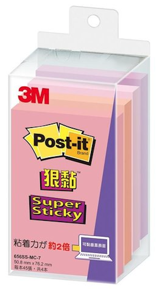 3M Post-it 656SS-MC-7 便利贴狠黏便條纸/ 粉红+杏+淺粉+紫
