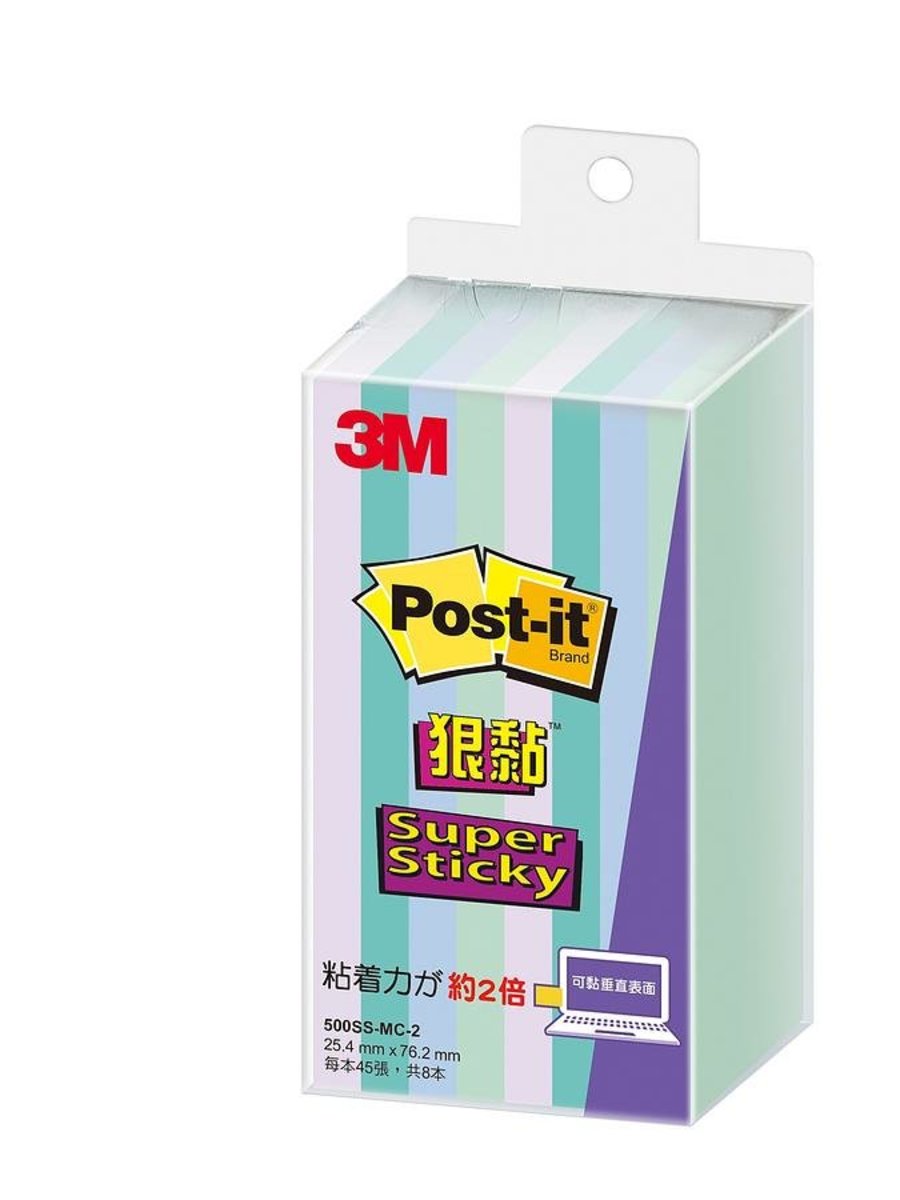 3M Post-it 500SS-MC-2 便利贴狠黏标签纸/ 淡紫+青绿+淺蓝+淺绿