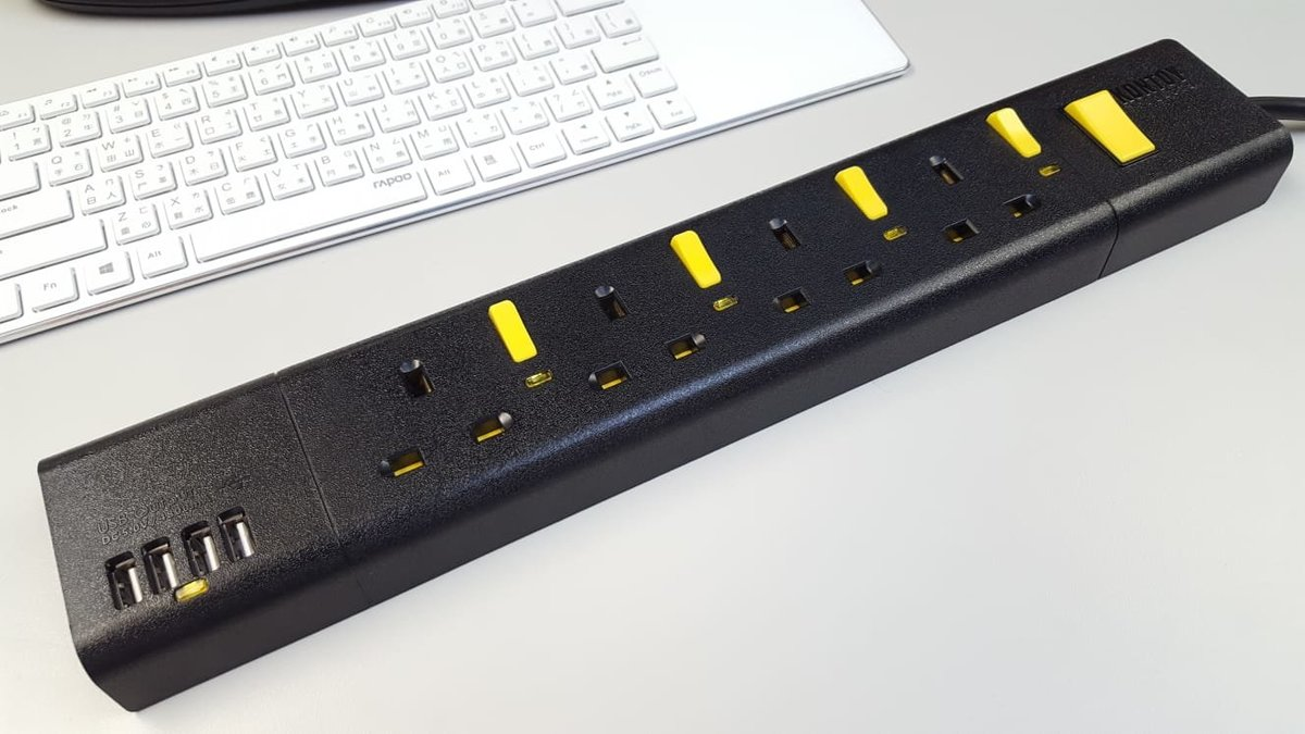 MEC 6位+4位USB 獨立开关拖板 (Max 4.8A 422-408 - 6呎 黑/白色 )