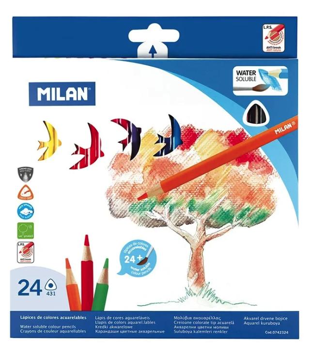 西班牙 MILAN 0742324 防断水溶24色三角木颜色