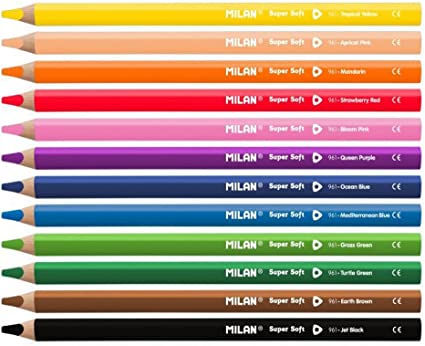 西班牙 Milan 12色三角特粗蠟筆芯木桿顏色筆(附筆刨) 0792612