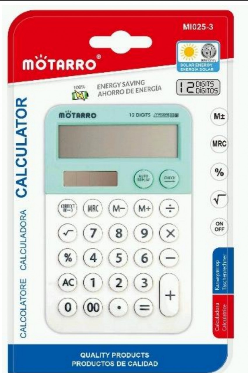 Motarro MI025-3 12字位雙色太陽能計數機