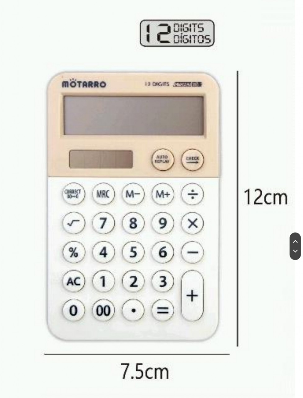 Motarro MI025-3 12字位雙色太陽能計數機