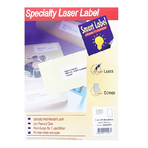 Smart Label 2586LPE1 A4 鐳射啞面胶质Label 白色 (防水) 10張