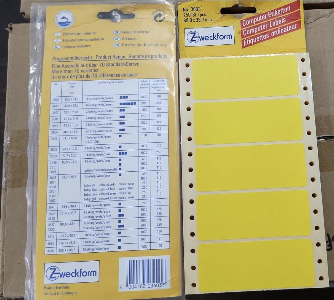 Zweckform  Computer abels (Yellow) - 88.9x35.7mm (250'S)